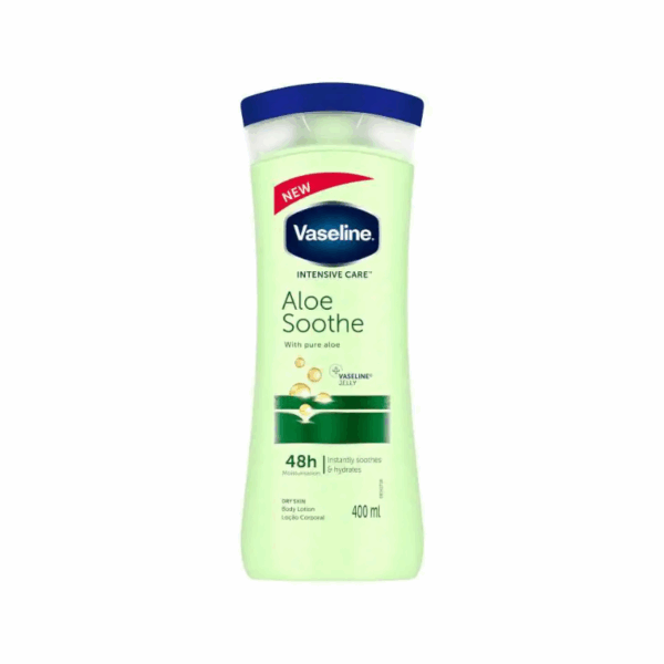 Vaseline Body Lotion Intensive Care Aloe Soothe 400ml Calms and Soothes Dry Skin, Restore Skin From Deep with a Fresh Aloe Vera Fragrance 67315961 (Set of 3)