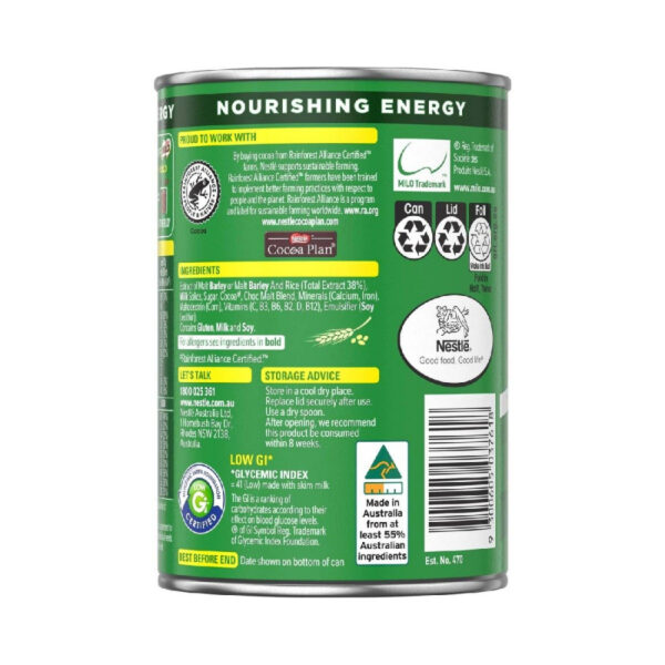 Nestle Milo Chocolate Milk Powder Active-Go, Low GI, Source of Protein, 8 Vitamins & Minerals, 200g Tin