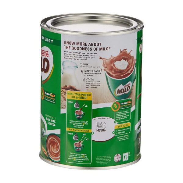 Nestle Milo Chocolate Malt Drink Powder, Active-Go Chocolate, Low GI, Source of Protein, 8 Vitamins & Minerals, 400g Tin