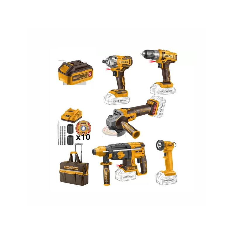 Ingco 5pcs Cordless Industrial Combo Kit Lithium-ion 20V CKLI2019