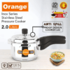 Orange Stainless Steel Pressure Cooker 2L with Outer Lid Inox Series OSPC549
