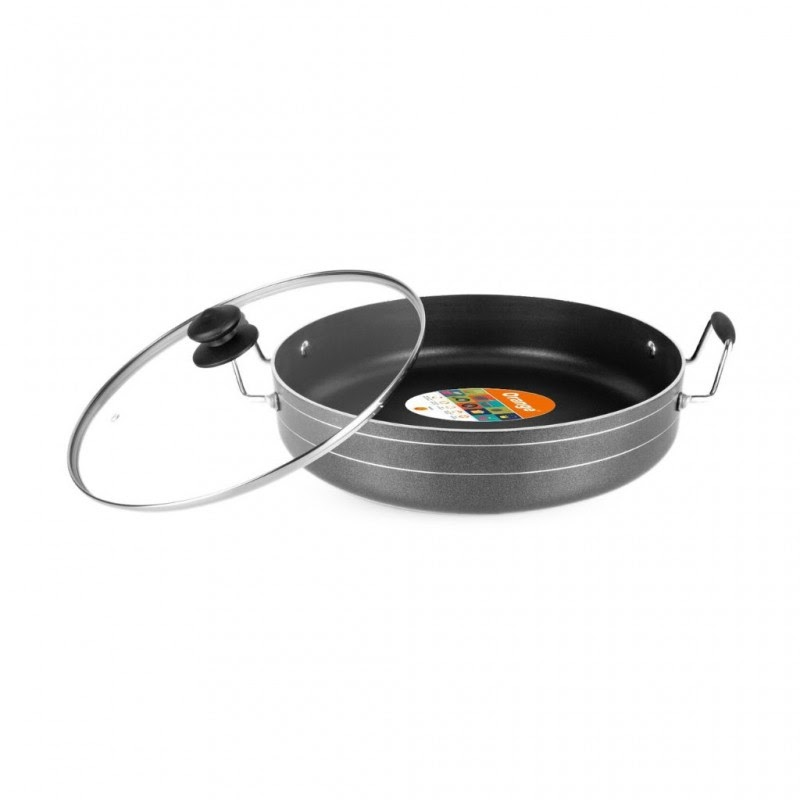 Orange Jumbo Fry Pan 30cm 5L Non-Stick with Glass Lid ONSC054
