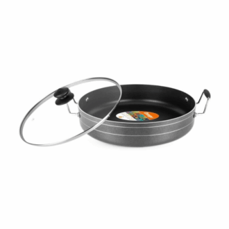 Orange Jumbo Fry Pan 32cm 6L Non-Stick with Glass Lid ONSC055