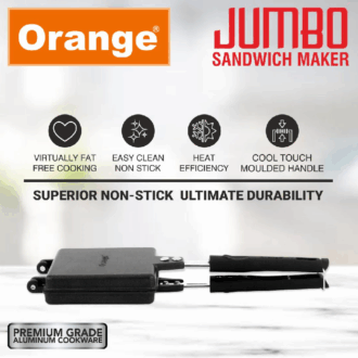 Orange Jumbo Sandwich Toaster, Non-Stick + Granite Coating ONSC081