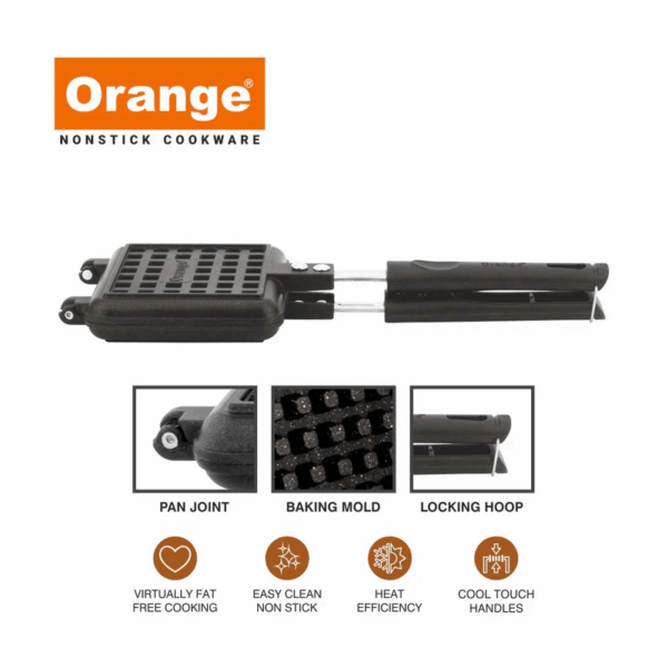 Orange Jumbo Waffle Maker, Non-Stick + Granite Coating ONSC083