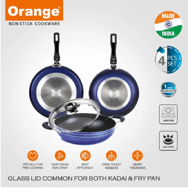 Orange Non-Stick Induction Base 4 Piece Gift Set ONSC260