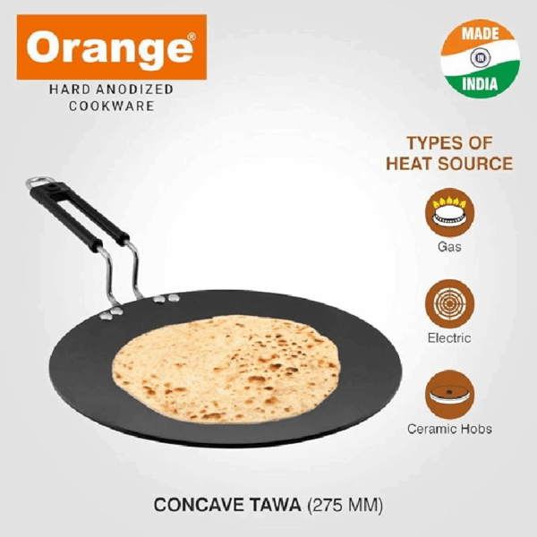 Orange Hard Anodized Chapati Tawa Non-Stick 27cm OHAC086