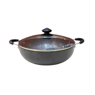 Orange Hard Anodized Deep Kadai No17 6.5L with Glass Lid OHAC109