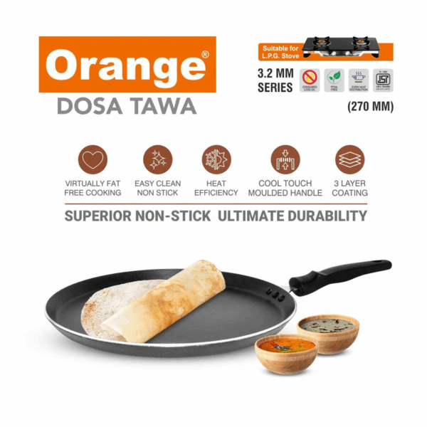 Orange Non-Stick Dosa Tawa 27cm 3.2mm ONSC046