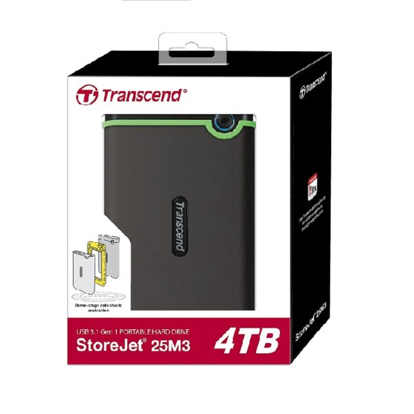Transcend USB External Hard Drive 4TB M3 2.5" Iron Gray TS4TSJ25M3S