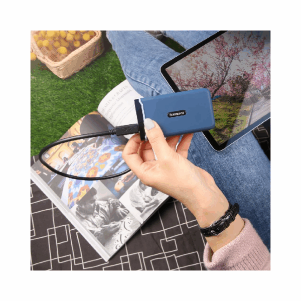 Transcend External SSD 1TB, PCIe to USB 3.1 Gen 2 Type-C, Transfer speeds up to 1,050 MB/s, Portable SSD, Rugged Solid State Drive, Type-A and Type-C cables, 3D NAND Flash Memory TS1TESD370C