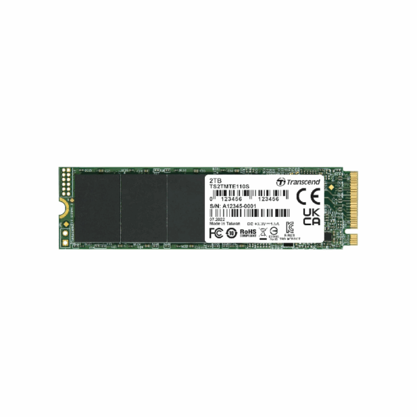 Transcend Internal PCIe SSD 2TB, Up to 2,500MB/s Speed, M.2 SSD (2280), NVMe Standard, Gen3 x4 3D TLC, 3D NAND Flash, Unmatched Reliability TS2TMTE110S