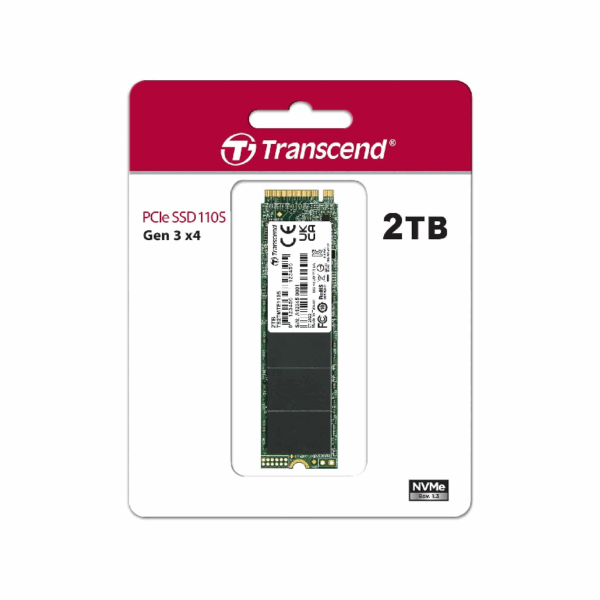 Transcend Internal PCIe SSD 2TB, Up to 2,500MB/s Speed, M.2 SSD (2280), NVMe Standard, Gen3 x4 3D TLC, 3D NAND Flash, Unmatched Reliability TS2TMTE110S