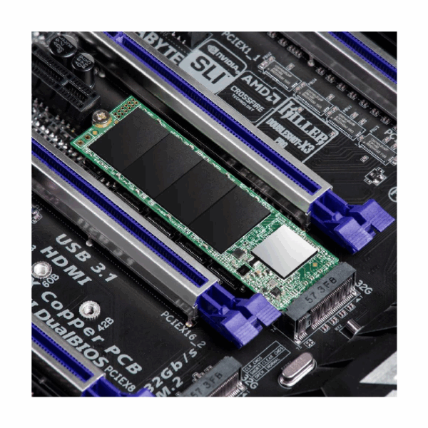 Transcend Internal SSD 512GB, M.2 2280, PCIe Gen3x4, M-Key, 3D TLC, DRAM-less, RAID Engine and LDPC, Dynamic Thermal Throttling Mechanism TS512GMTE110S