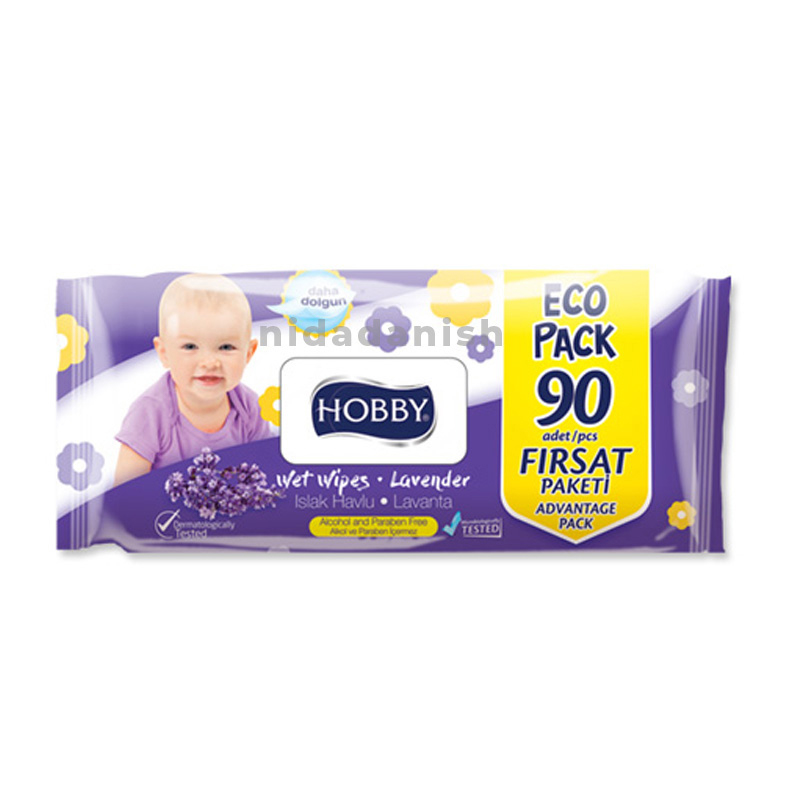 Hobby Wet Wipes With Cap Lavender 90pcs (Set of 3)