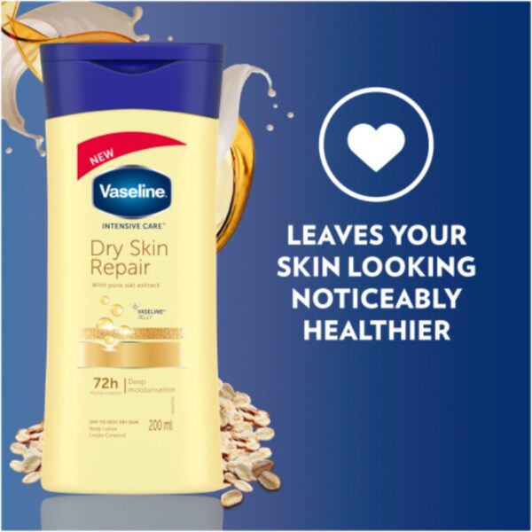Vaseline Body Lotion Intensive Care Dry Skin Repair 200ml Pure Oat Extract, 72hr Moisturisation, Lock in Moisture 67315956 (Set of 3)