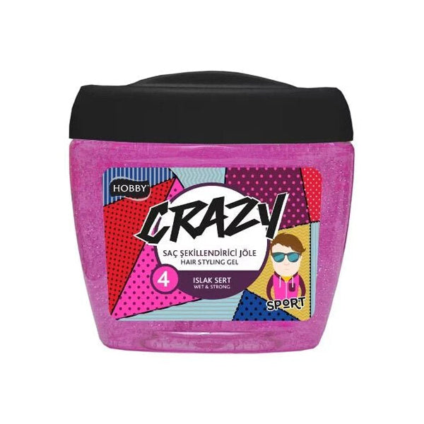 Hobby Hair Gel Crazy Styling Gel Wet & Strong 700ml, Aqua Gel for Men & Women, Professional Hairdressing, Fruity Scent, Alcohol Free (Set of 6)