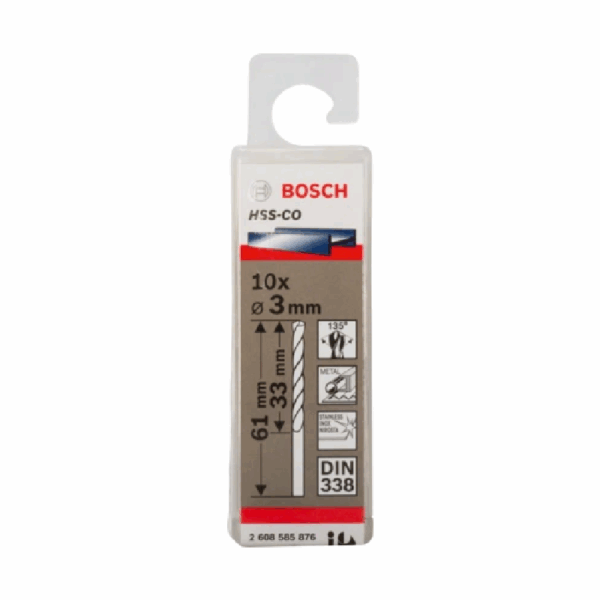Bosch Twist Drill CO 03mm 10unid HSS CO 10 x 3mm 2608585876