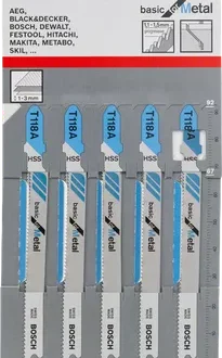 Bosch Jigsaw Blade 92 x 1.5 x 1.3mm T 118 for Metal 2608631013