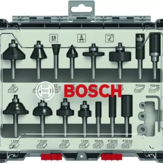 Bosch Mixed Router Bits Set 6mm 15 Pcs 2607017471