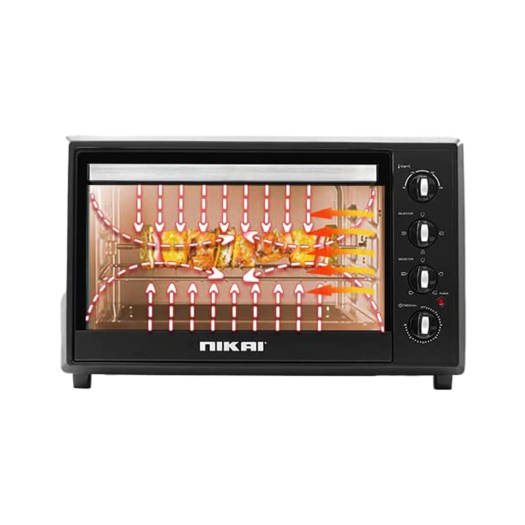 Nikai Oven Electric 100L With Rosting Function 4 Knobs Control 2200W Nt1008Rcax 90 Mins Timer Double Glass Panel Stainless Steel Heating Elements With Thermostat 4 Nikai Oven Electric 100L With Rosting Function 4 Knobs Control 2200W Nt1008Rcax 90 Mins Timer Double Glass Panel Stainless Steel Heating Elements With Thermostat