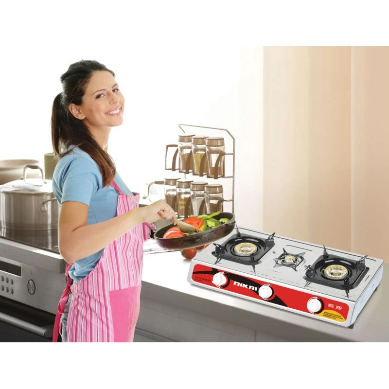 Nikai Gas Cooker 3 Burner Steel Ng845 Stainless Steel Auto Ignition System Blue Flame 2 Nikai Gas Cooker 3 Burner Steel Ng845 Stainless Steel Auto Ignition System Blue Flame