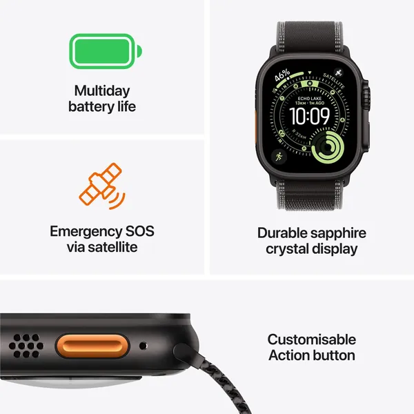 Apple Watch Ultra 3 49Mm Black Titanium Case Gps + Cellular Milanese Loop 3 Apple Watch Ultra 3 49Mm Black Titanium Case Gps + Cellular Milanese Loop