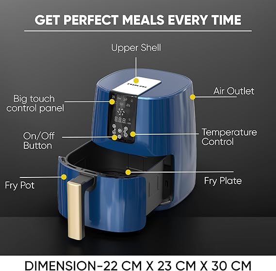 Nikai Airfryer 4L Digital 1250W Naf588D Precision Temperature Control, 7 Preset Cooking Programs, 360-Degree Air Circulation, One-Touch Operation 2 Nikai Airfryer 4L Digital 1250W Naf588D Precision Temperature Control, 7 Preset Cooking Programs, 360-Degree Air Circulation, One-Touch Operation