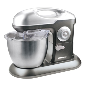 Nikai Kitchen Machine 6.5L Steel Bowl With Cover 1200W NSM650A Stainless Steel Bowl With Cover Metal Gear 3 Blades Whisk, Dough Hook & Beater 10 Speed With Pulse