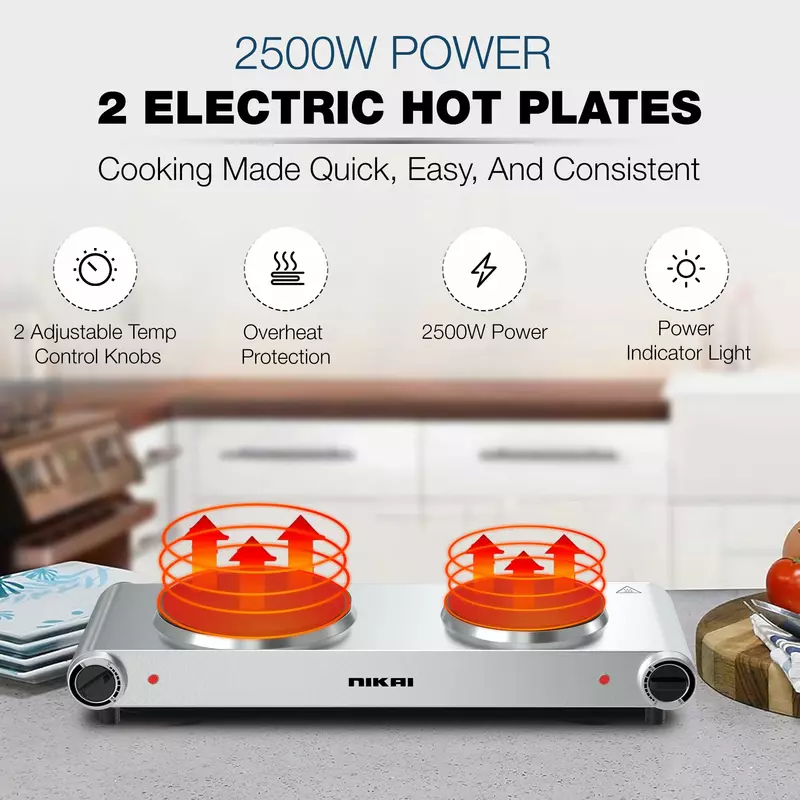 Nikai Hot Plate 188Mm Double Steel Body 2500W Nktoe5N2 Overheat Protection System Power Indicator Light Adjustable Thermostat Control 9 Nikai Hot Plate 188Mm Double Steel Body 2500W Nktoe5N2 Overheat Protection System Power Indicator Light Adjustable Thermostat Control