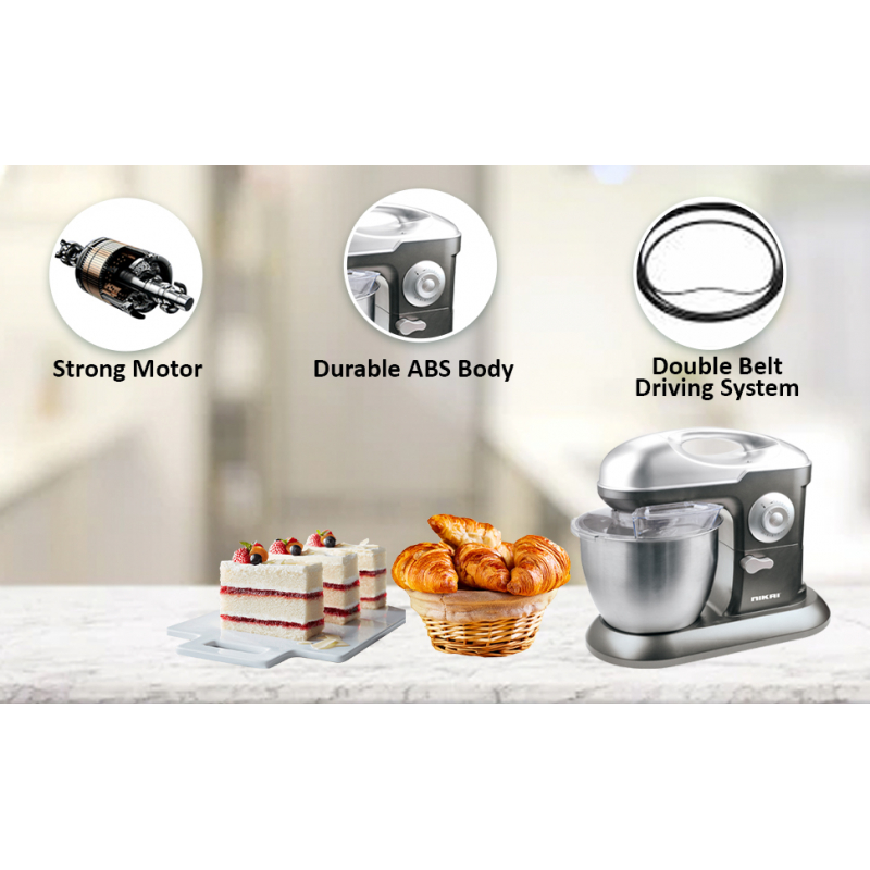 Nikai Kitchen Machine 6.5L Steel Bowl With Cover 1200W Nsm650A Stainless Steel Bowl With Cover Metal Gear 3 Blades Whisk, Dough Hook &Amp; Beater 10 Speed With Pulse 11 Nikai Kitchen Machine 6.5L Steel Bowl With Cover 1200W Nsm650A Stainless Steel Bowl With Cover Metal Gear 3 Blades Whisk, Dough Hook &Amp; Beater 10 Speed With Pulse
