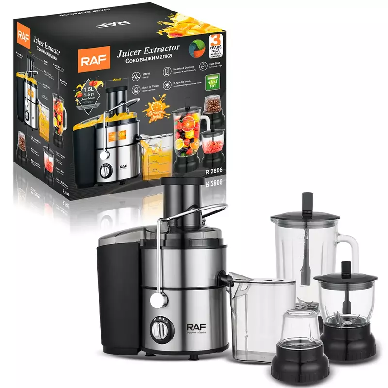 Raf Food Processor 4In1 400W 1.5L Multifunctional Plastic Jar Juicer, Blender, Chopper, Grinder With Full Copper Motor, Low Noise, Smooth Operation R.2806 5 Raf Food Processor 4In1 400W 1.5L Multifunctional Plastic Jar Juicer, Blender, Chopper, Grinder With Full Copper Motor, Low Noise, Smooth Operation R.2806