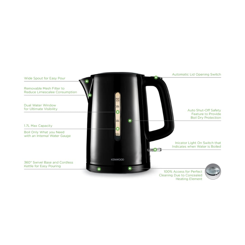 Kenwood Kettle 1.7L Cordless Electric Kettle 2200W With Auto Shut-Off &Amp; Removable Mesh Filter Zjp00.000Bk 6 Kenwood Kettle 1.7L Cordless Electric Kettle 2200W With Auto Shut-Off &Amp; Removable Mesh Filter Zjp00.000Bk