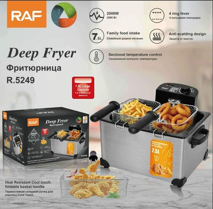 Raf Deep Fryer 7.5L 2000W 2In1 4 Ring Fever,Anti Scalding Design R.5249 9 Raf Deep Fryer 7.5L 2000W 2In1 4 Ring Fever,Anti Scalding Design R.5249