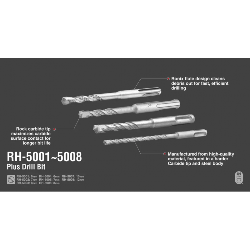 Ronix Sds Plus Drill Bit 12 X 160Mm Rh-5008 2 Ronix Sds Plus Drill Bit 12 X 160Mm Rh-5008