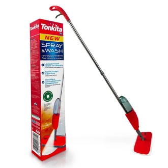 Tonkita Spray and Wash Mop, Microfiber Cloth with Antibacterial Treatment, Suitable for All Type of Floors TK781A Pack of 2