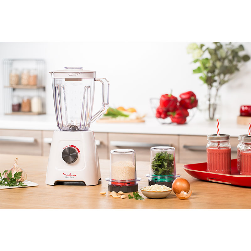 Moulinex Blender 2L Plastic Jug With Mini Chopper Blend Force 600W Lm422127 - 2 Plastic Jars Removable Blades Smart Lock Technology 2 Speeds With Pulse 4 Moulinex Blender 2L Plastic Jug With Mini Chopper Blend Force 600W Lm422127 - 2 Plastic Jars Removable Blades Smart Lock Technology 2 Speeds With Pulse