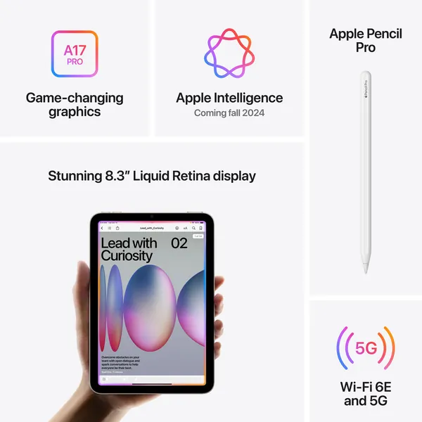 Apple 8.3&Quot; Ipad Mini 7Th Gen, 256Gb, Wi-Fi + 5G Lte, Space Gray 6 Apple 8.3&Quot; Ipad Mini 7Th Gen, 256Gb, Wi-Fi + 5G Lte, Space Gray