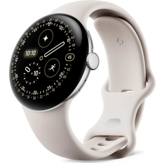 Google Pixel Watch 4 Wi-Fi 45mm - Polished Silver Aluminum with Porcelain Active Band