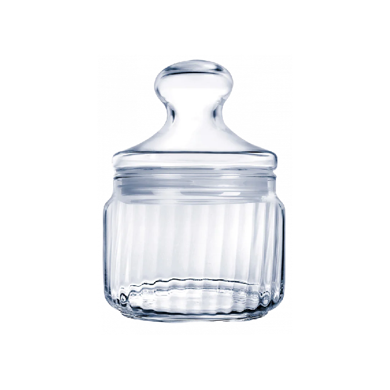 Luminarc Striped Glass Jar 0.5L With Lid, Transparent V9601 1 Luminarc Striped Glass Jar 0.5L With Lid, Transparent V9601