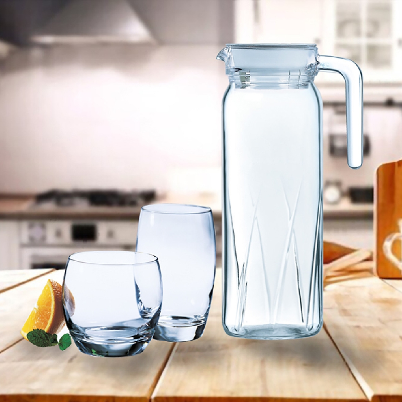 Luminarc Dona Embossment Ray Glass Jug 1L Transparent Q0436 2 Luminarc Dona Embossment Ray Glass Jug 1L Transparent Q0436