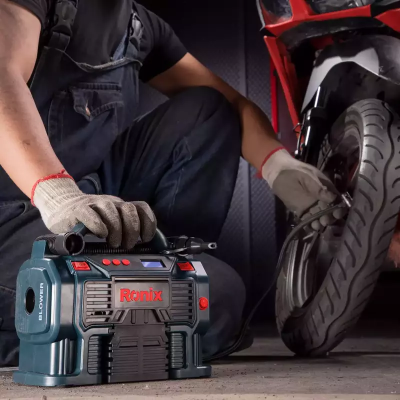 Ronix Mini Digital Compressor 160 Psi/11Bar (Ac/Dc) 220-240V/12V Portable Tire Inflator Pump With Led Light, Digital Pressure Gauge, Auto Shut-Off, Air Hose, Adapters For Cars, Bikes, Sports Balls, Air Beds, Compact Lightweight For Travel, Outdoor Rh-4261 2 Ronix Mini Digital Compressor 160 Psi/11Bar (Ac/Dc) 220-240V/12V Portable Tire Inflator Pump With Led Light, Digital Pressure Gauge, Auto Shut-Off, Air Hose, Adapters For Cars, Bikes, Sports Balls, Air Beds, Compact Lightweight For Travel, Outdoor Rh-4261