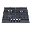 Nikai Gas Cooker 4 Burner Glass 8mm Tempered Built in Hob 580x500x120mm NGH44G Auto Ignition System Cast Iron Pan Supports Triple Ring Wok Burner‎