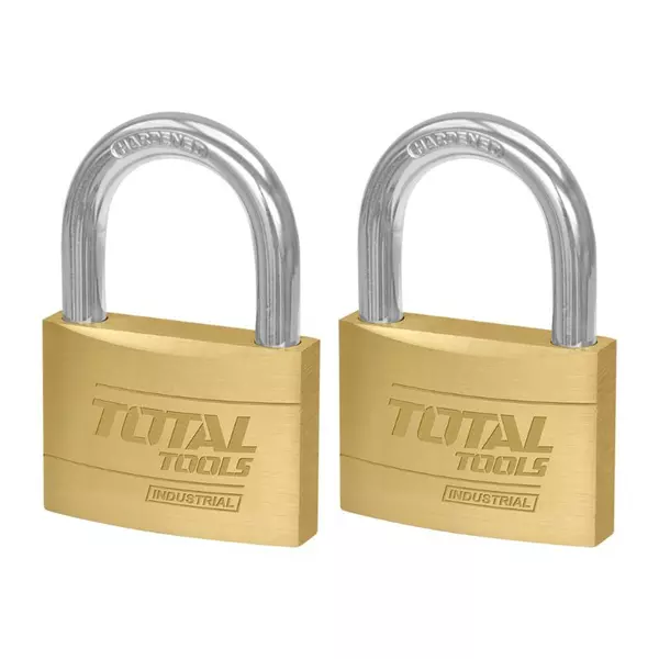 Total Heavy Duty Brass Padlock 40Mm, Solid Brass Cylinder With Pins, 4Pcs Brass Keys, 2Pcs Set Tlk32T2402 1 Total Heavy Duty Brass Padlock 40Mm, Solid Brass Cylinder With Pins, 4Pcs Brass Keys, 2Pcs Set Tlk32T2402