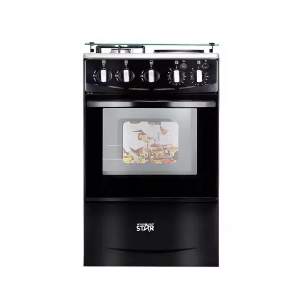 Winning Star Freestanding Cooker 2 Gas Burners, 2 Electric Burners With 52L Oven Black 1 Winning Star Freestanding Cooker 2 Gas Burners, 2 Electric Burners With 52L Oven Black