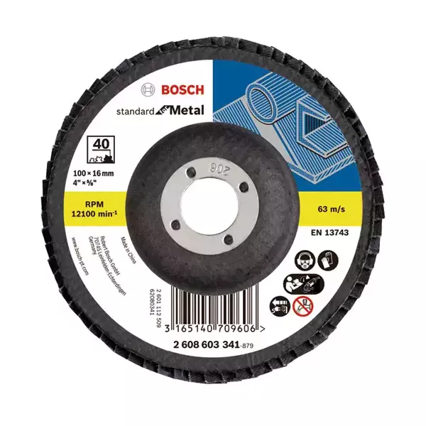 Bosch Metal Grinding Disc 180 Mm 80 Grit Aluminum Oxide Flap Disc, 2608603355 (Pack Of 10Pcs) 1 Bosch Metal Grinding Disc 180 Mm 80 Grit Aluminum Oxide Flap Disc, 2608603355 (Pack Of 10Pcs)