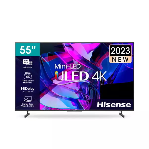 Hisense 55&Quot; Smart Mini 4K Uled Tv, 144Hz Game Mode Pro, Hdr10+, Dolby Vision Iq, Multi-Channel Surround 2.1, Hands-Free Voice Control 55U7K