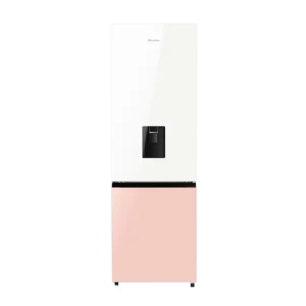 Hisense Refrigerator 350L Bottom Freezer A+ Energy Efficiency Class, Non Plumbed Water Dispenser, Reversible Door White &Amp; Pink H450Bdp-Wd 1 Hisense Refrigerator 350L Bottom Freezer A+ Energy Efficiency Class, Non Plumbed Water Dispenser, Reversible Door White &Amp; Pink H450Bdp-Wd