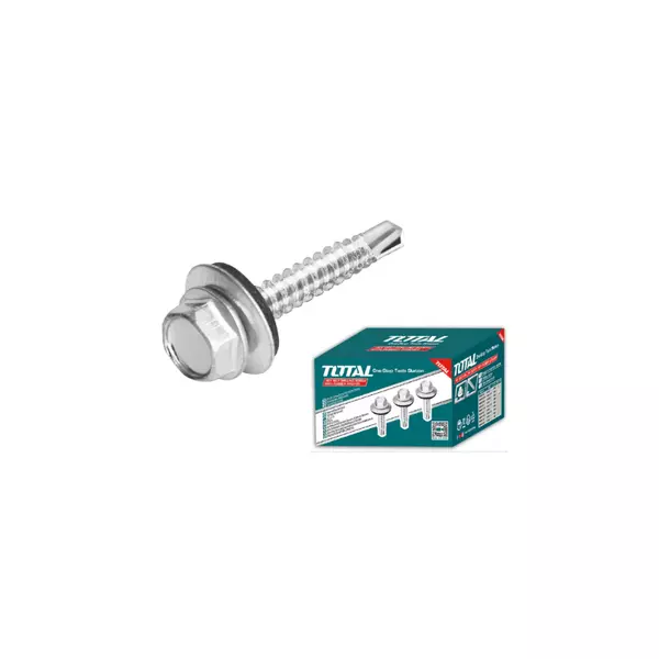 Total Self Drilling Hex Screw With Rubber Washer, Zinc Plated 12X2&Quot; (5.5X50Mm) 230Pcs Thwhd1221 1 Total Self Drilling Hex Screw With Rubber Washer, Zinc Plated 12X2&Quot; (5.5X50Mm) 230Pcs Thwhd1221