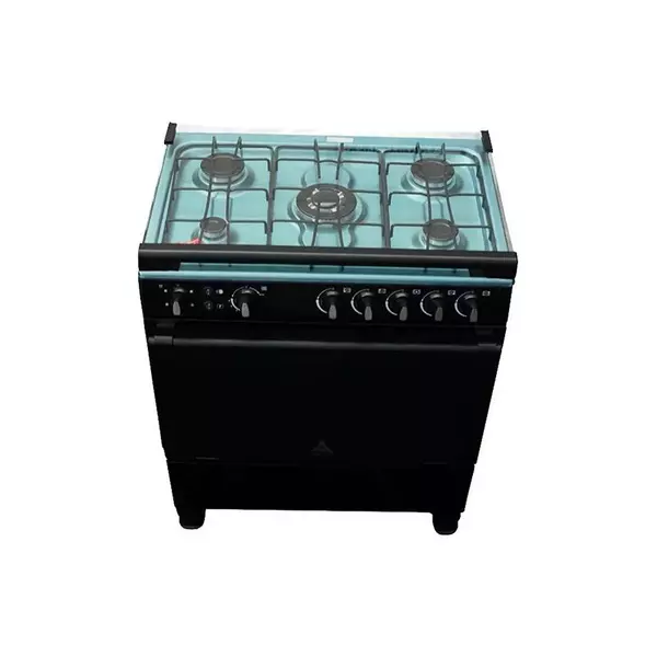Delta Cooker 80X55Cm, 5 Gas Burners, Gas Oven &Amp; Grill, Oven Light, Stainless Steel Cooktop, Glass Lid, Double Glass Door, Black Dgc501B 1 Delta Cooker 80X55Cm, 5 Gas Burners, Gas Oven &Amp; Grill, Oven Light, Stainless Steel Cooktop, Glass Lid, Double Glass Door, Black Dgc501B